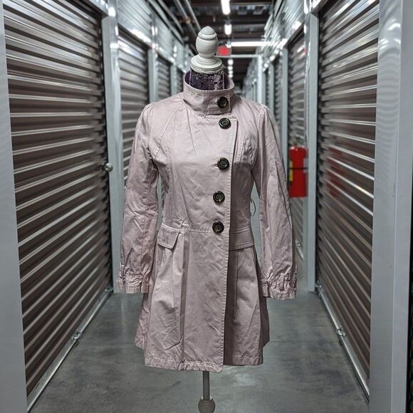 Vintage 7th Street NY Pink Size 4 Women's Trench Jacket Coat with Belt - Picture 5 of 11